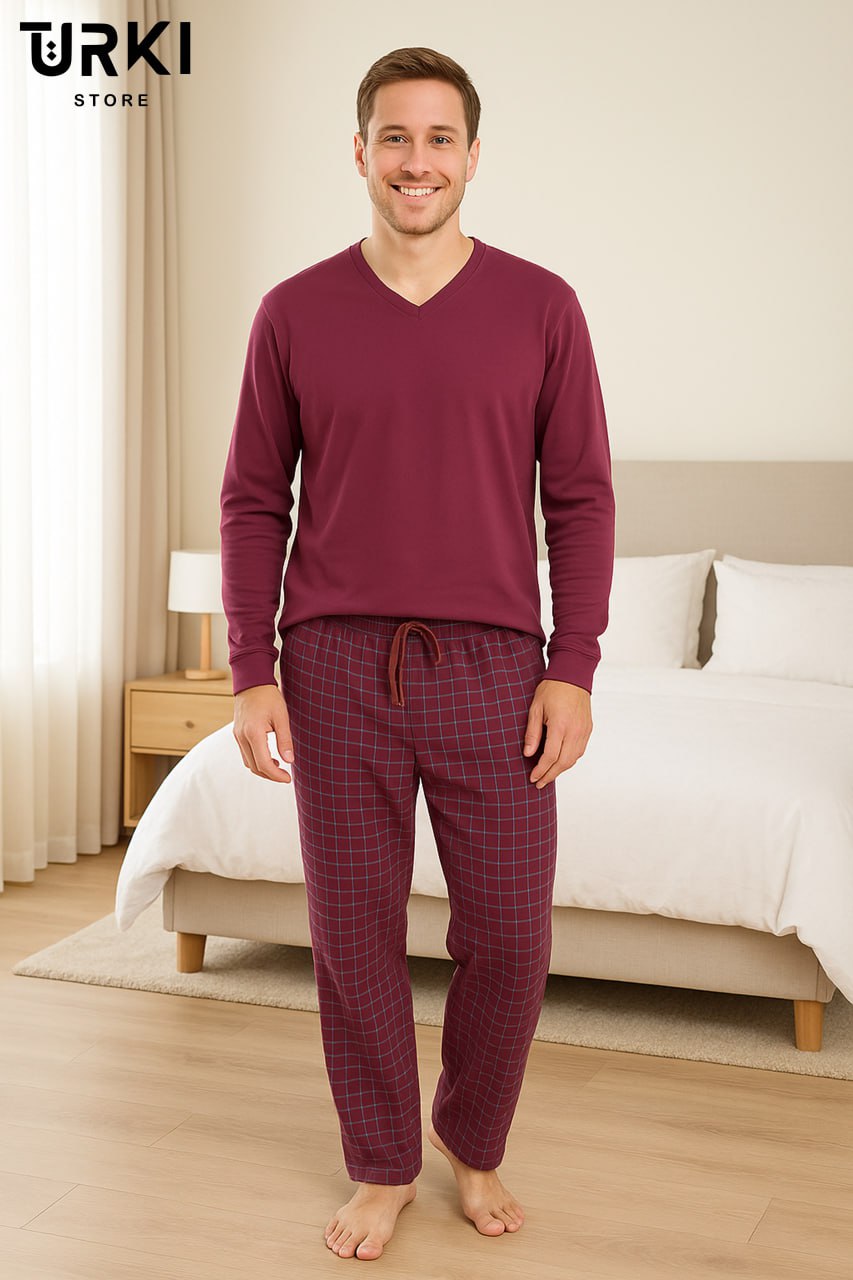 بيجاما رجالي قطن زراير