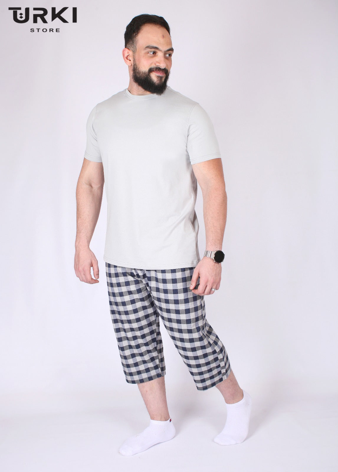 بيجاما رجالي قطن كلاسيك تي شيرت + بنتاكور من تركي