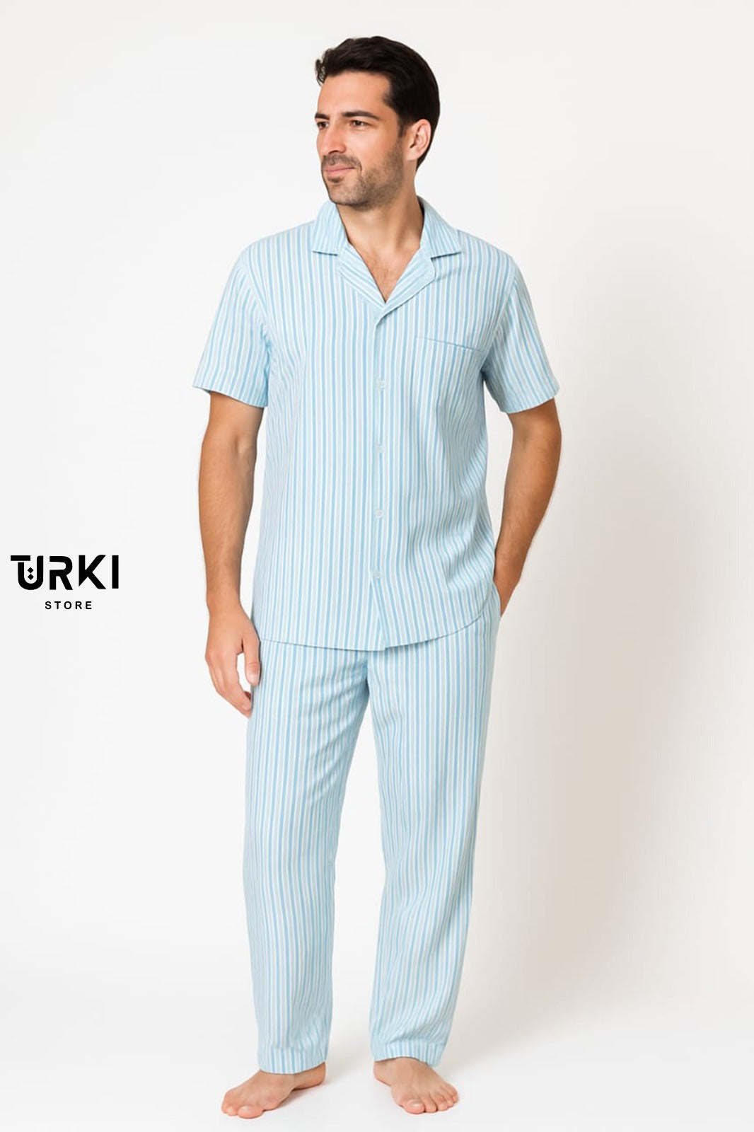 جيل بيجاما رجالي قطن بزراير