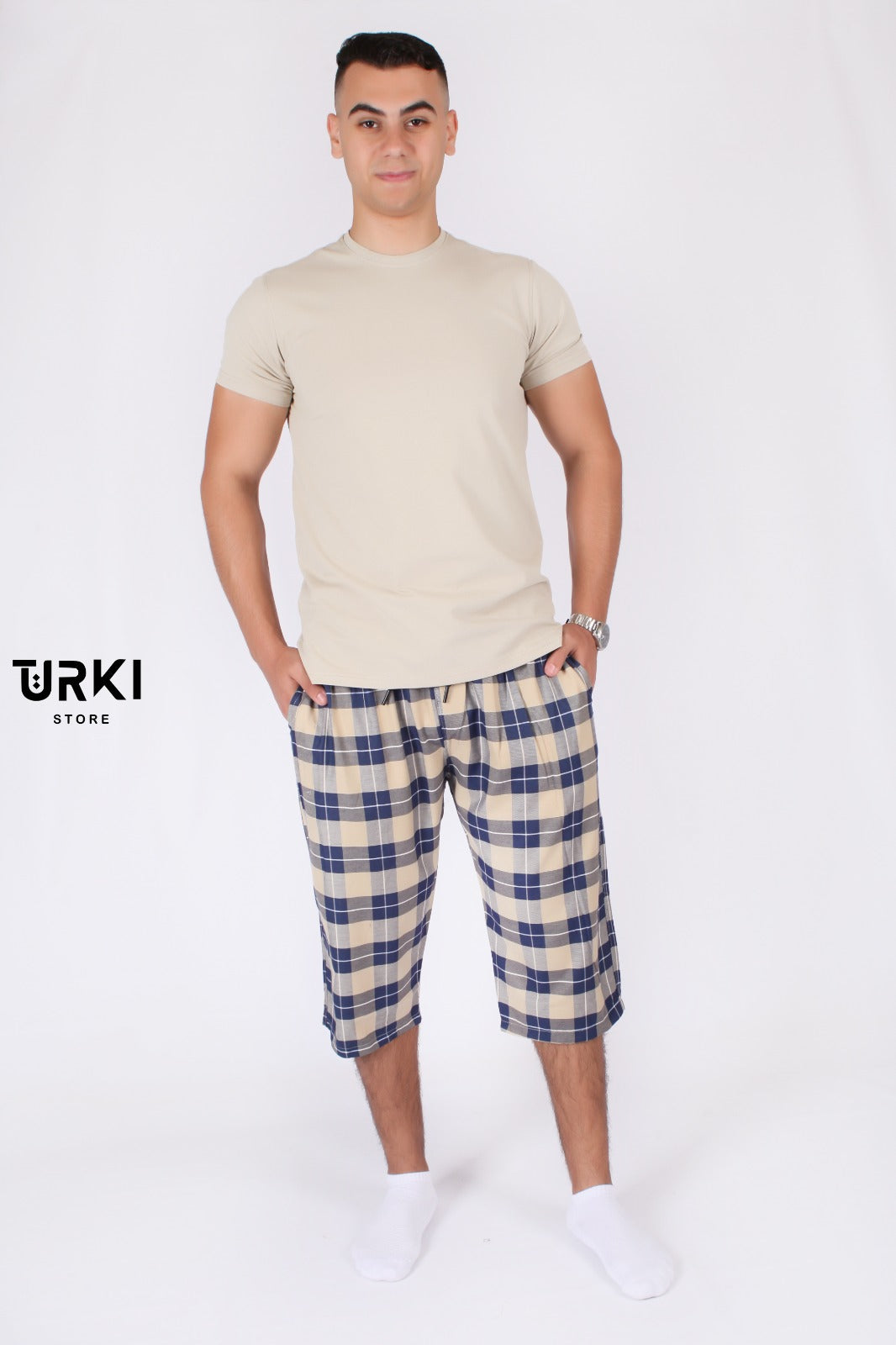 بيجاما رجالي قطن كلاسيك تي شيرت + بنتاكور من تركي