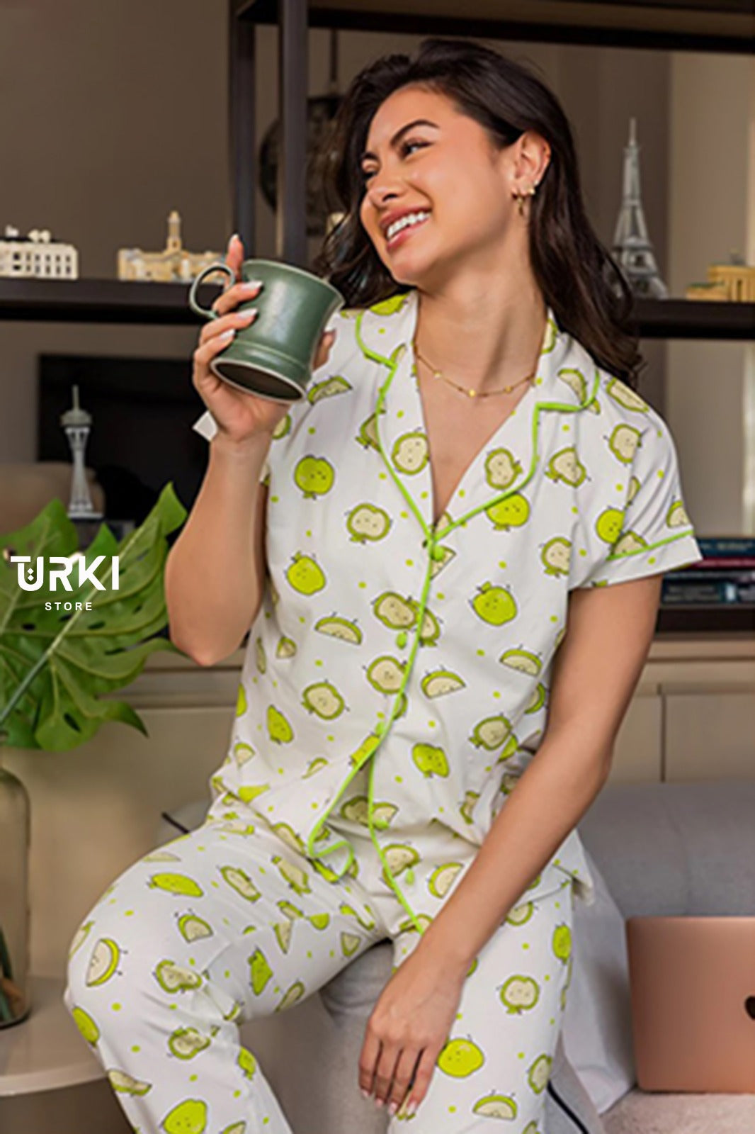 بيجاما حريمي قطن بزراير كود - 1647