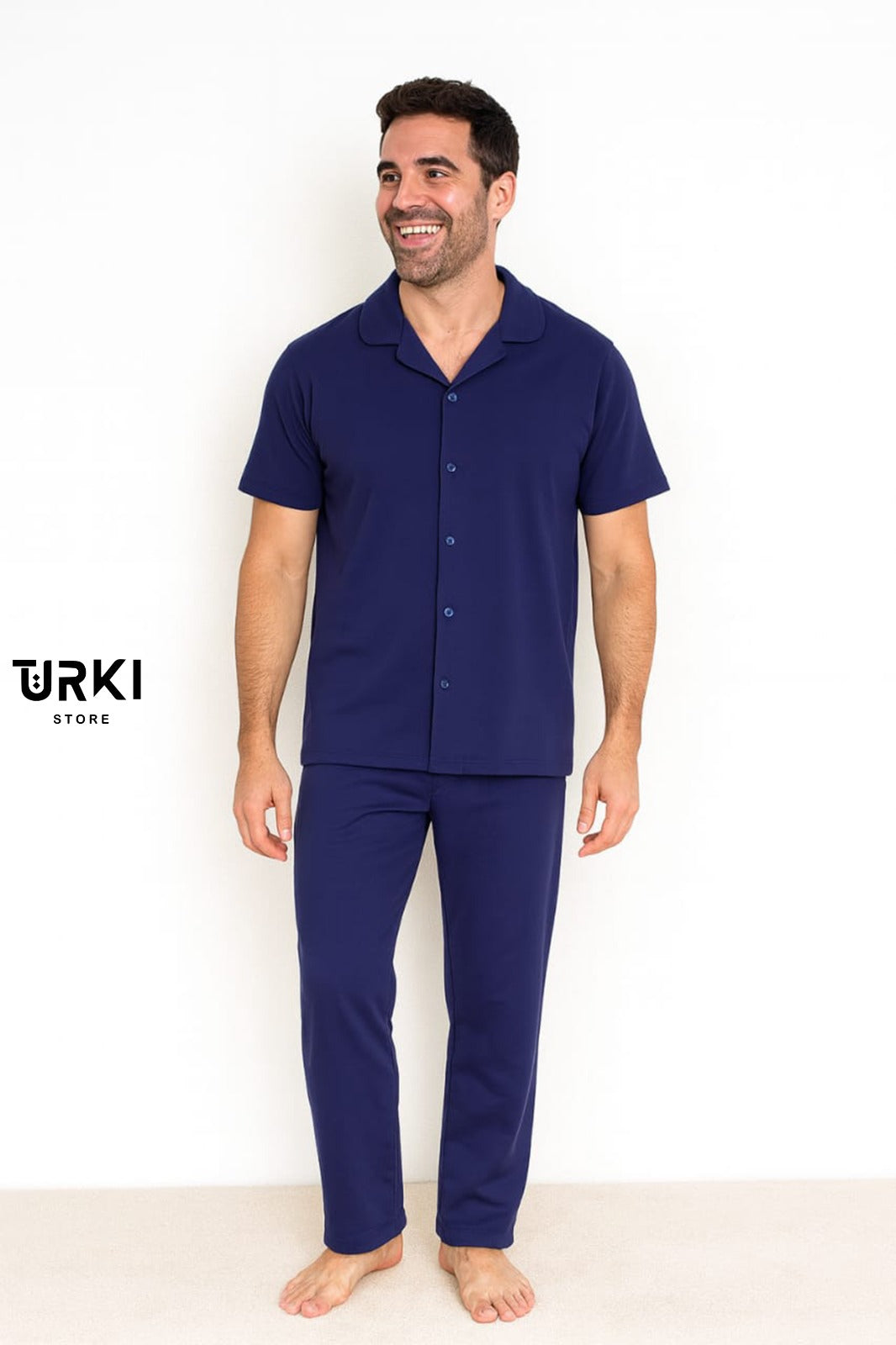 جيل بيجاما رجالي قطن بزراير