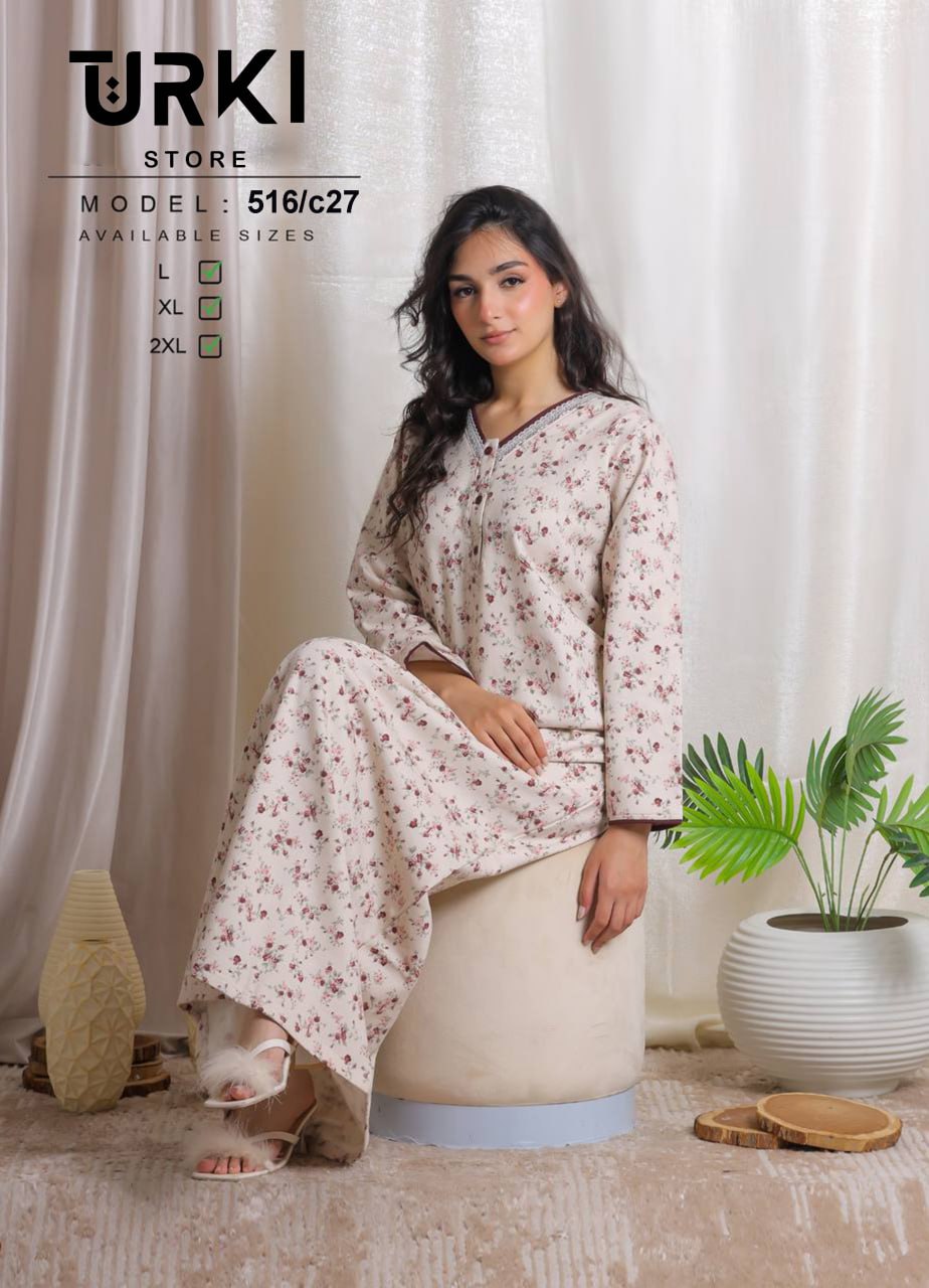 جلابية حريمي قطن مبطن كود 516