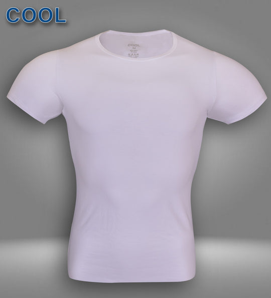 (O)فانلة نص كم رجالي قطن استريتش رقبة COOL