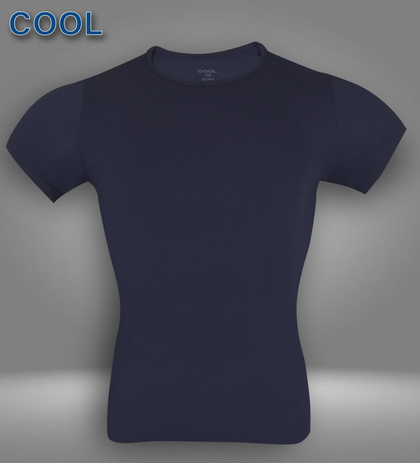 (O)فانلة نص كم رجالي قطن استريتش رقبة COOL