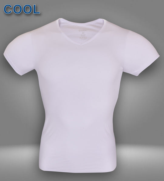 قطن استريتش (V) فانلة نص كم رجالي برقبة COOL